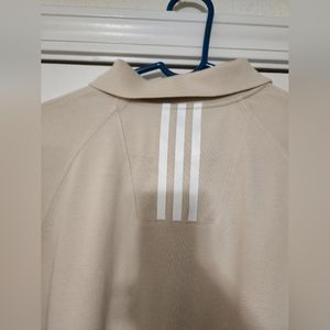 Adidas Climalite Cotton Polo Shirt Mens Size XL Tan w/ Quaker State Logo sleeve